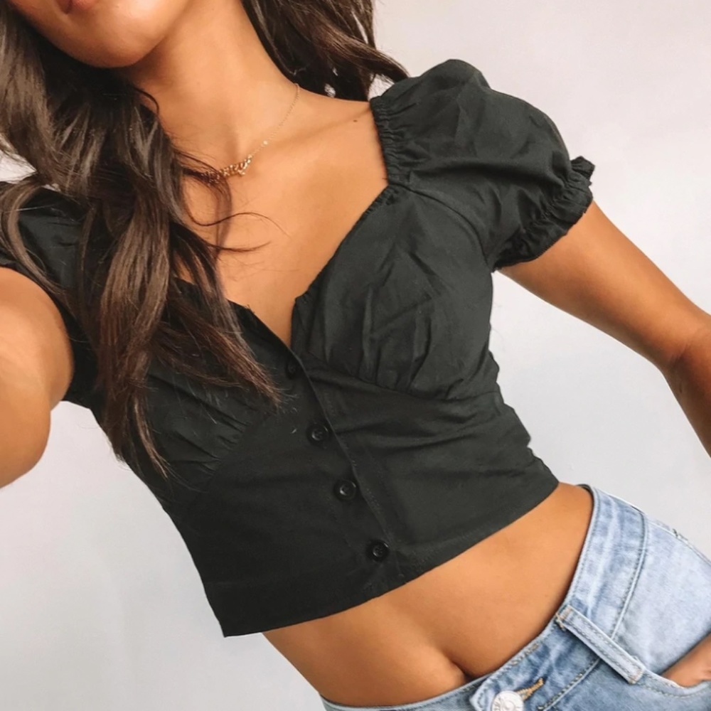 Princess Polly Abe Crop Top Black